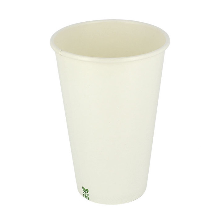 Plastic-Free Paper Cup 16 Oz/480ml White Ø9cm (50 Units)