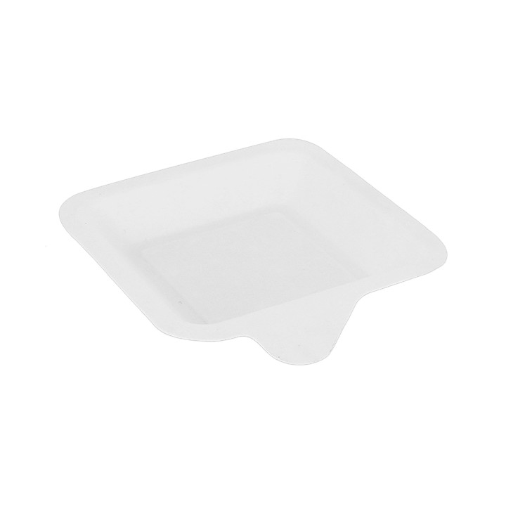Sugarcane Plate with Handle White 11x11 cm (50 Units) 