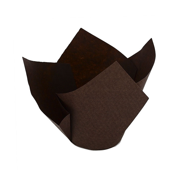 Cupcake Liner Tulip shape "Twist" Brown Ø5x6,5/9,8cm (300 Units)