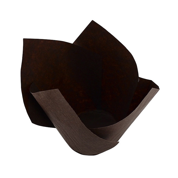 Cupcake Liner Tulip shape "Twist" Brown Ø5x6,5/9,8cm (300 Units)