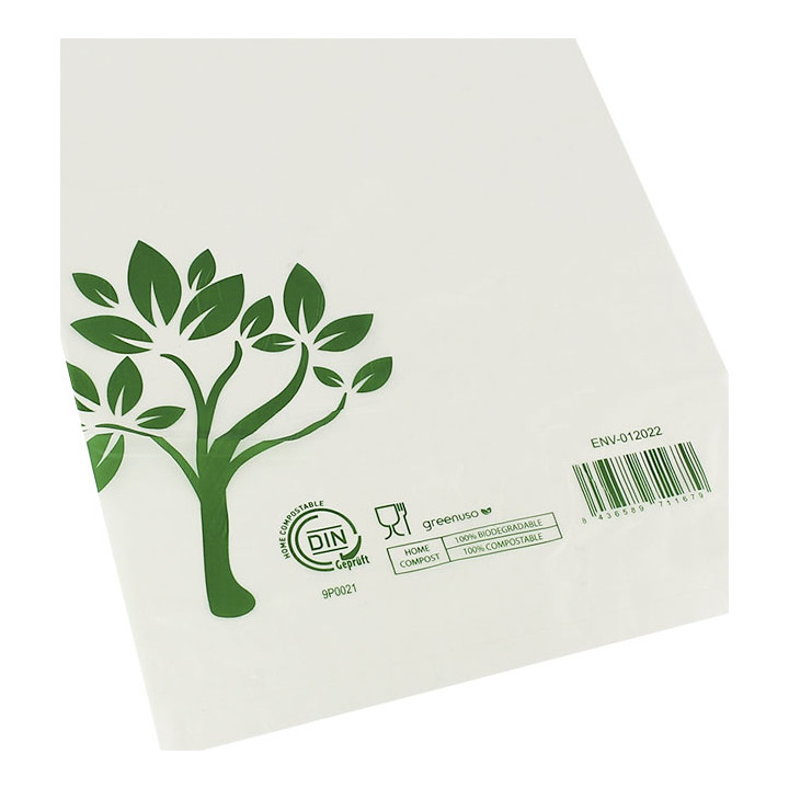 Die-Cut Handle Plastic Bags Home Compost “Be Eco!” 20x33cm (100 Units)