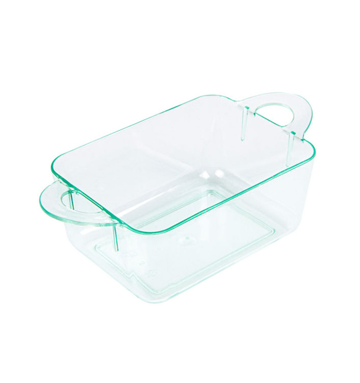 Plastic Container PS with Handles Water Green 9,6x5x3,5cm (576 Units)
