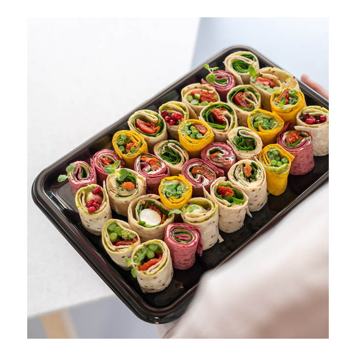 Plastic Tray Rectangular Shape Black 35X24 cm (10 Units) 