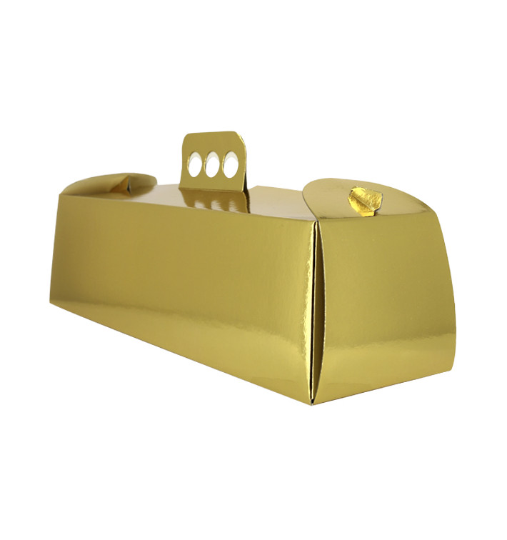 Paper Cake Box Swiss Roll Gold Metallized 12x38,5x10,5cm (100 Units)