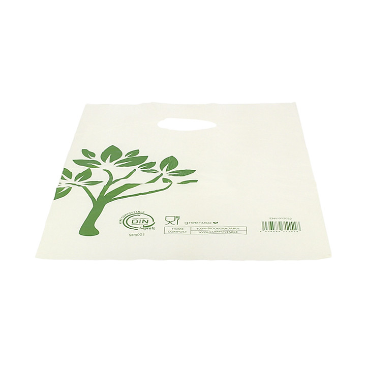 Die-Cut Handle Plastic Bags Home Compost “Be Eco!” 30x40cm (100 Units)