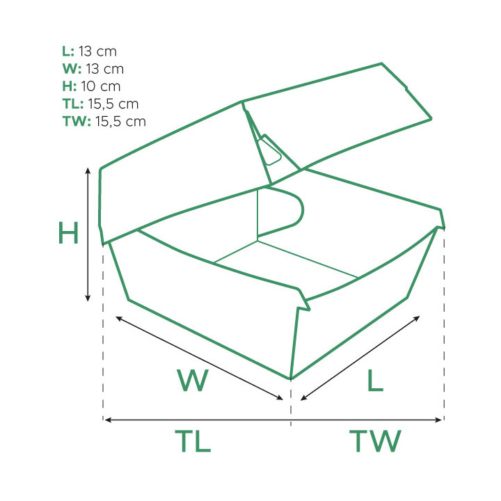 Paperboard Burger Box Kraft Mega Double Closing 15,5x15,5x10cm (50 Units)