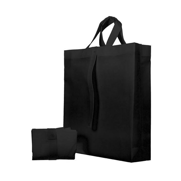 Non-Woven PREMIUM Foldable Foldable Bag with Short Handles Black 40+15x40cm (25 Units)