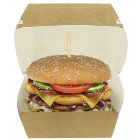 Paperboard Burger Box Kraft Mega Double Closing 15,5x15,5x10cm (50 Units)