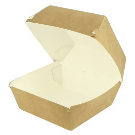 Paperboard Burger Box Kraft Mega Double Closing 13x13x10cm (50 Units)