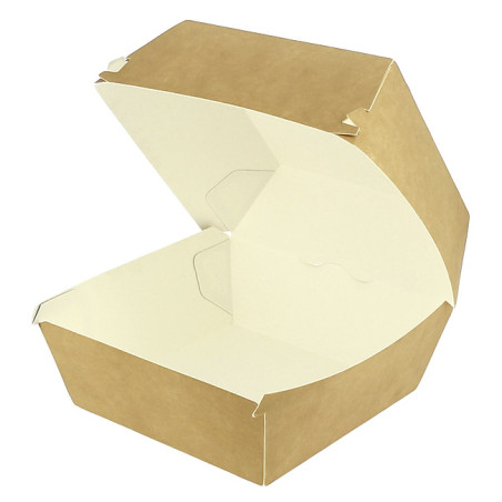 Kraft cardboard hamburger box with double closure