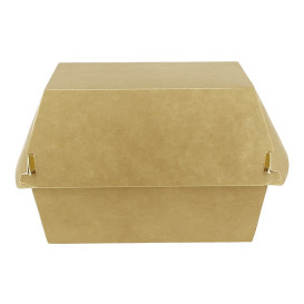 Paperboard Burger Box Kraft Mega Double Closing 13x13x10cm (50 Units)