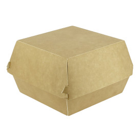 Paperboard Burger Box Kraft Mega Double Closing 15,5x15,5x10cm (200 Units)