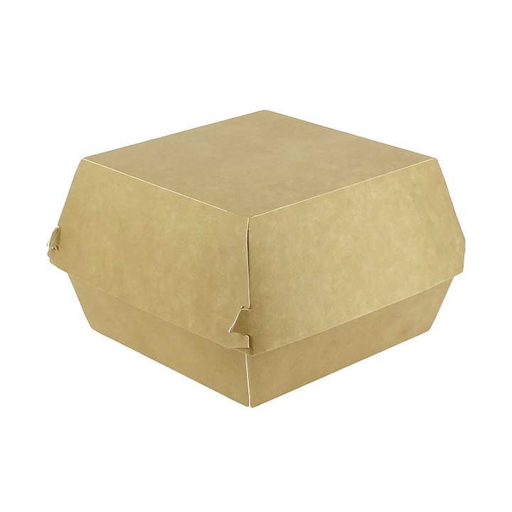 Paperboard Burger Box Kraft Mega Double Closing 15,5x15,5x10cm (200 Units)