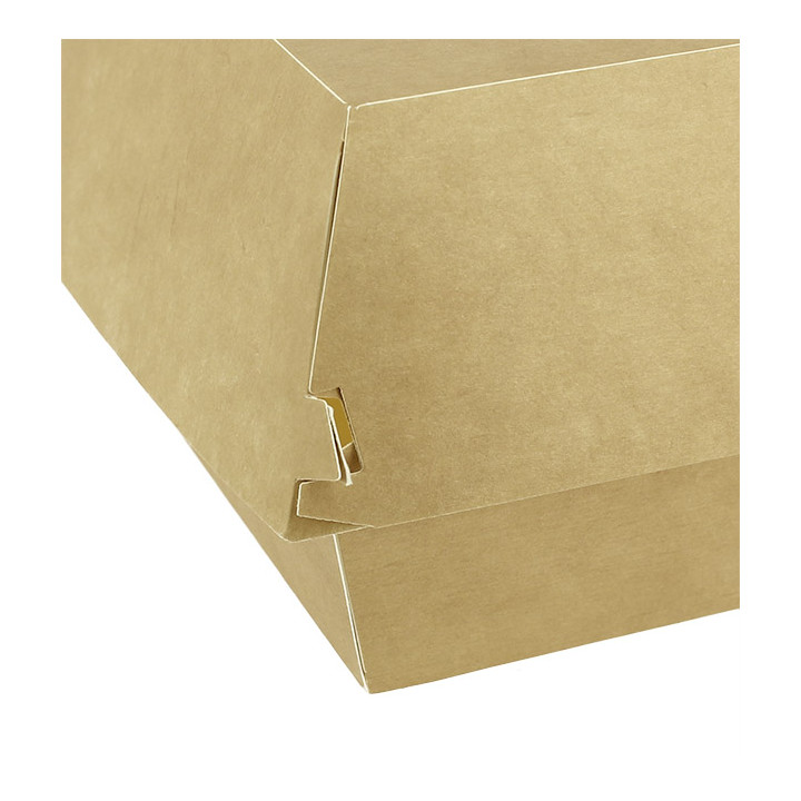Paperboard Burger Box Kraft Mega Double Closing 15,5x15,5x10cm (200 Units)