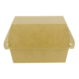 Paperboard Burger Box Kraft XXL Double Closing 11,4x11,4x9cm (50 Units)