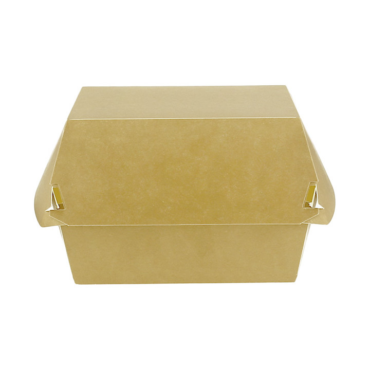 Paperboard Burger Box Kraft XXL Double Closing 13x13x9cm (50 Units)
