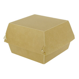 Paperboard Burger Box Kraft XXL Double Closing 11,4x11,4x9cm (50 Units)