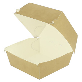 Paperboard Burger Box Kraft XXL Double Closing 13x13x9cm (400 Units)
