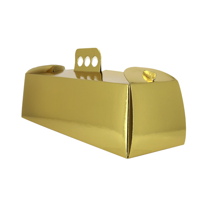 Paper Cake Box Metallized Gold Rectangular Shape Swisse Roll 12,5x45,5x10,5cm (50 Units) 
