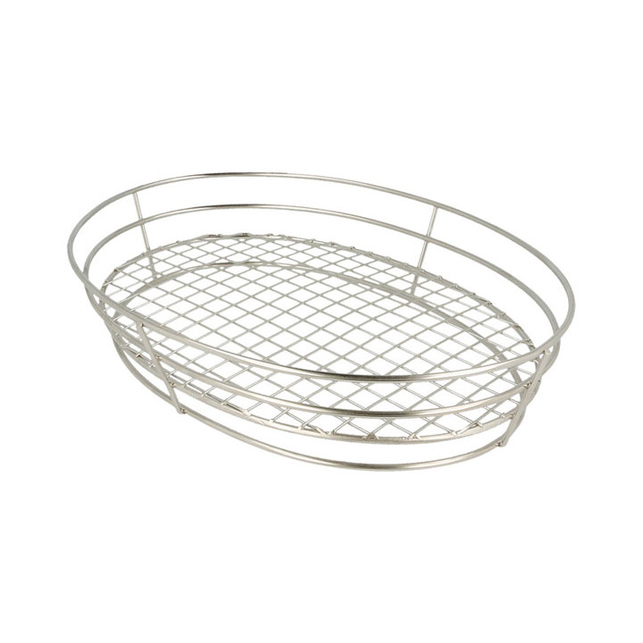 Basket Containers Steel Oval Shape Silver 28x20,5x5,7cm (24 Units)