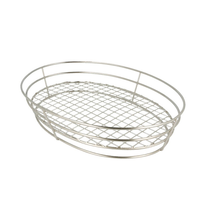 Basket Containers Steel Oval Shape Silver 28x20,5x5,7cm (1 Unit) 