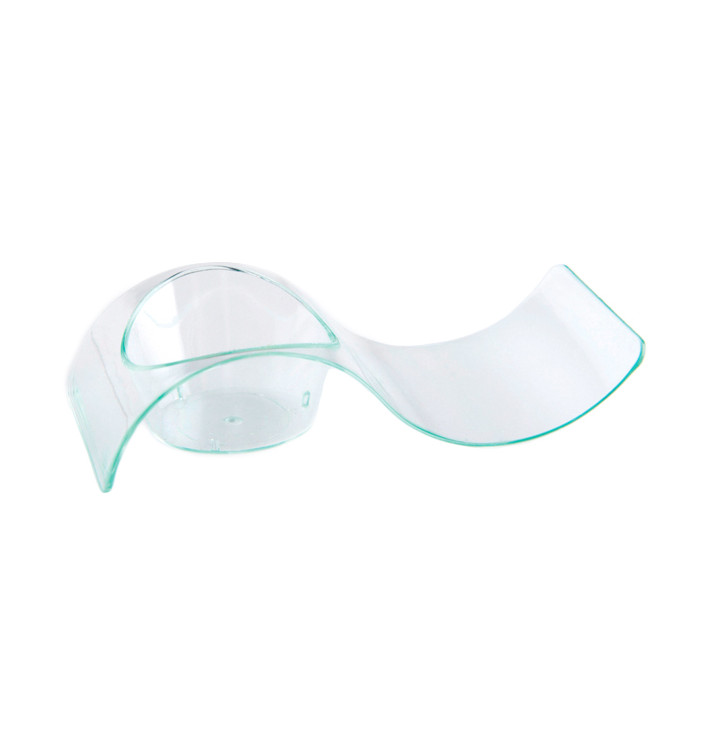 Tasting Plastic Plate PS Water Green "Ola" 9,5x4,2cm (500 Units)