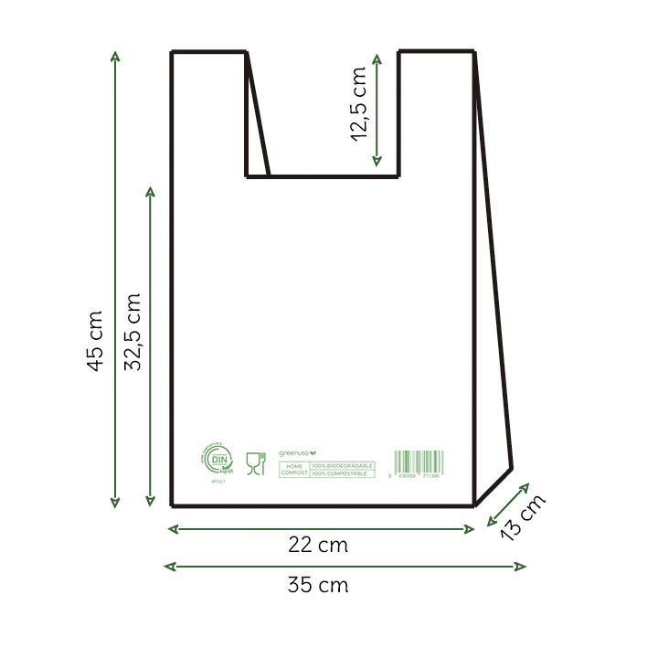 Plastic T-Shirt Bag Home Compost “Classic” 35x45cm (100 Units)