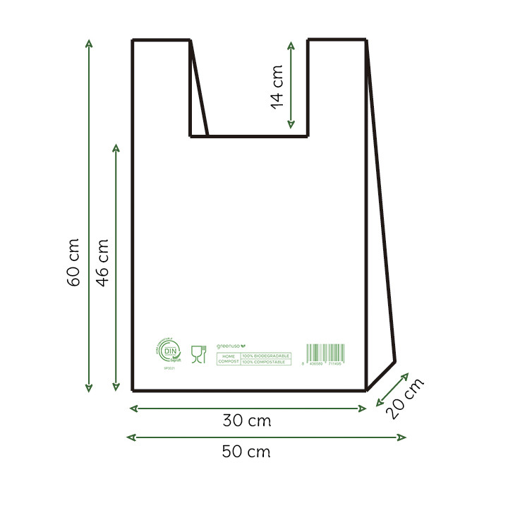 Plastic T-Shirt Bag Home Compost “Classic” 50x60cm (500 Units)