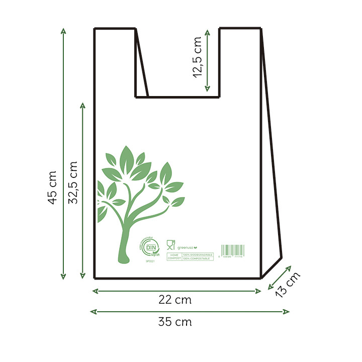Plastic T-Shirt Bag Home Compost “Be Eco!” 35x45cm (100 Units)