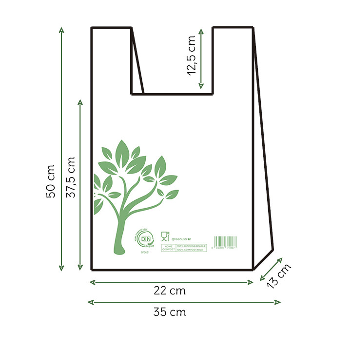 Plastic T-Shirt Bag Home Compost “Be Eco!” 35x50cm (1.000 Units)