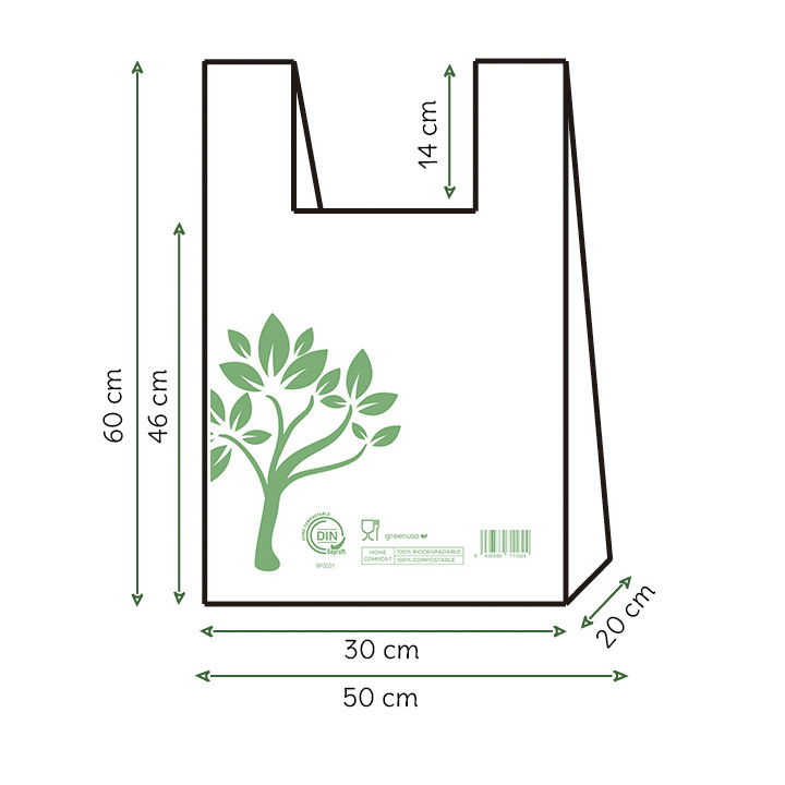 Plastic T-Shirt Bag Home Compost “Be Eco!” 50x60cm (100 Units)