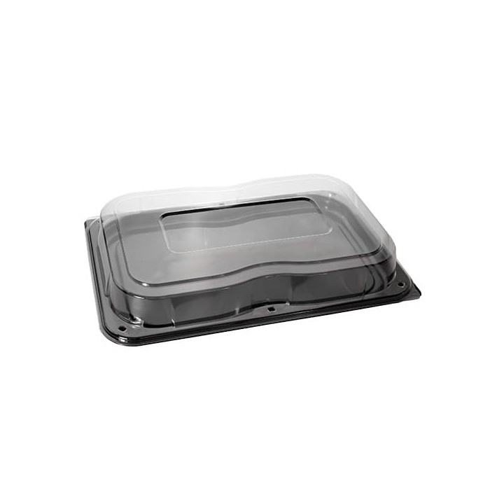 Plastic Tray with Lid Black 46x30 cm (25 Units) 
