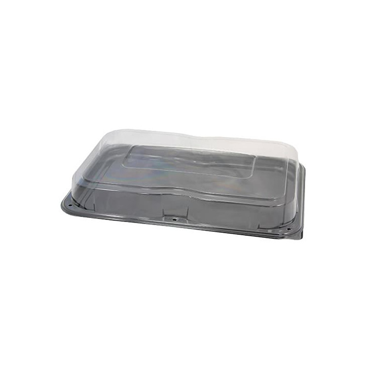 Plastic Tray with Lid Black 55x37 cm (25 Units) 