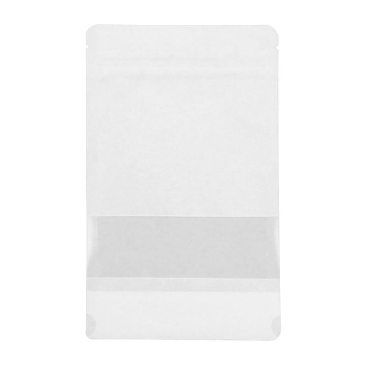 Paper Doypack White with self closing and Window 25+12x35cm (250 Units)