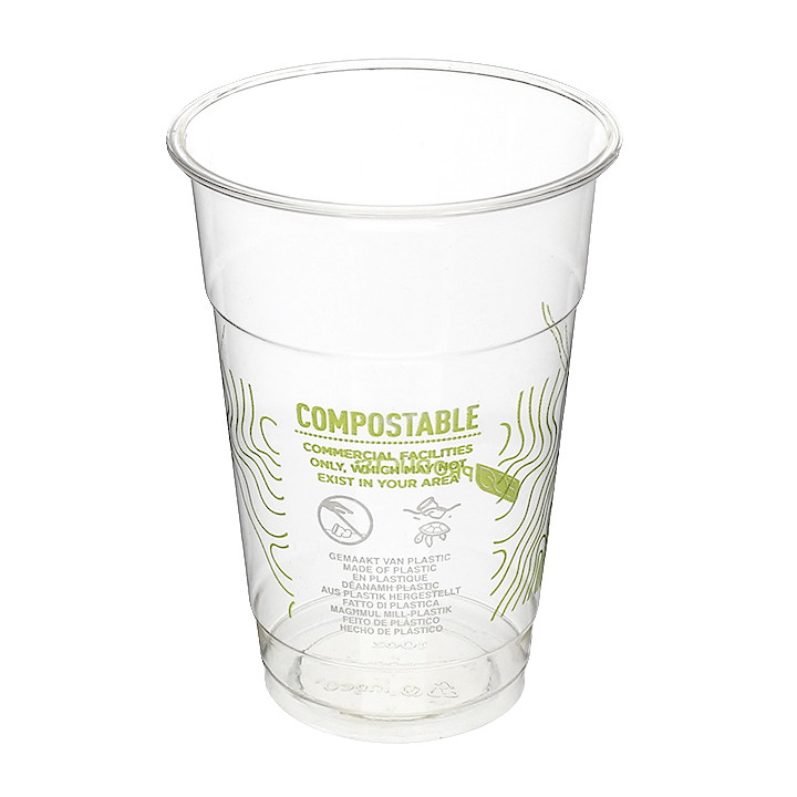 Cornstarch Cup PLA "Green Stripe" 295ml (50 Units) 