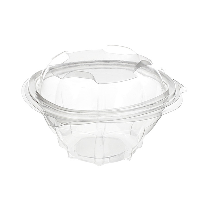 Plastic Hinged Salad Bowl PLA Round Shape 250ml (300 Units)