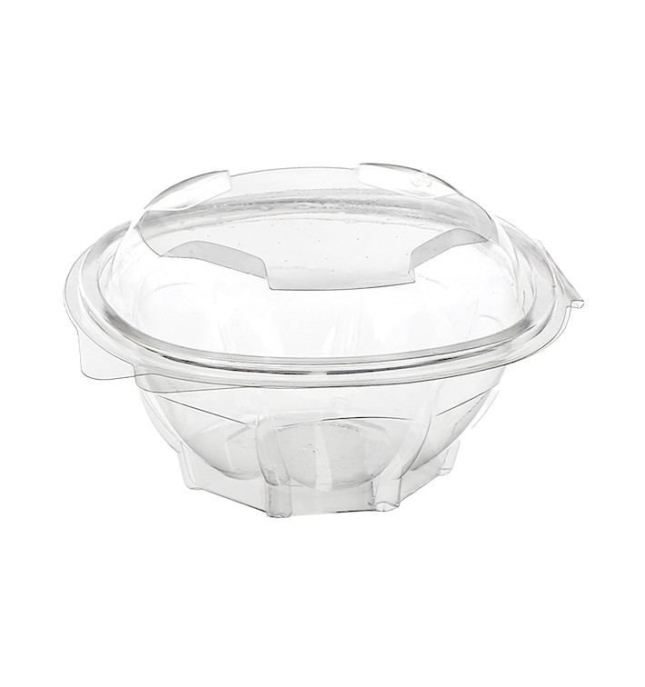 Plastic Hinged Salad Bowl PLA Round Shape 500ml (50 Units)