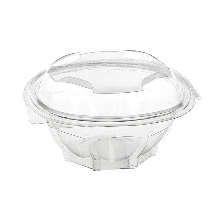 Plastic Hinged Salad Bowl PLA Round Shape 500ml (50 Units)