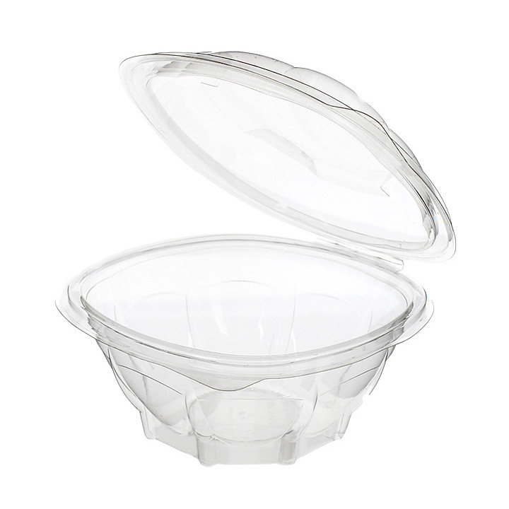 Plastic Hinged Salad Bowl PLA Round Shape 750ml (50 Units)
