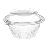 Plastic Hinged Salad Bowl PLA Round Shape 375ml (100 Units)
