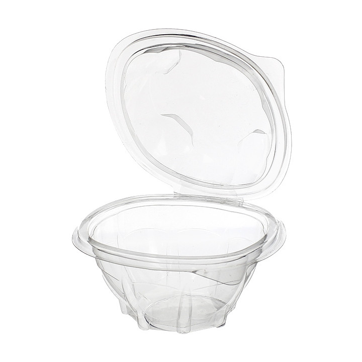 Plastic Hinged Salad Bowl PLA Round Shape 250ml (300 Units)