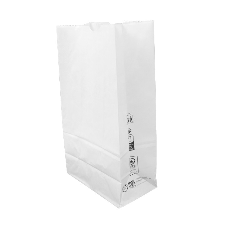Paper Bag without Handle Kraft White 50g/m² 15+9x28cm (600 Units)
