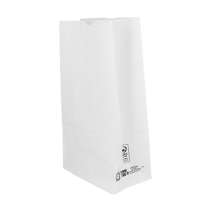 Paper Bag without Handle Kraft White 50g/m² 12+8x24cm (1 Unit)