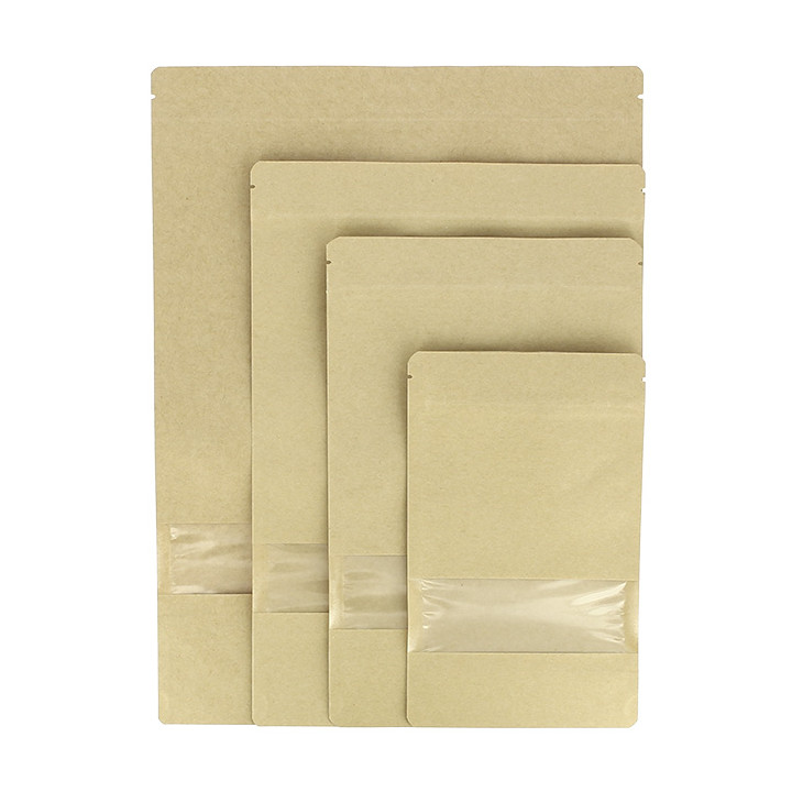 Paper Doypack Kraft with self closing and Window 25+12x35cm (50 Units)