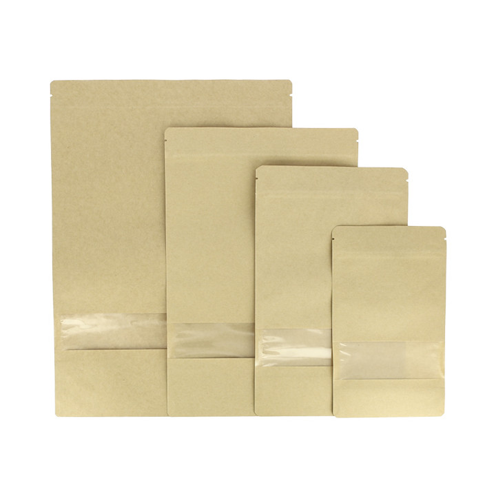 Paper Doypack Kraft with self closing and Window 20+10x30cm (50 Units)