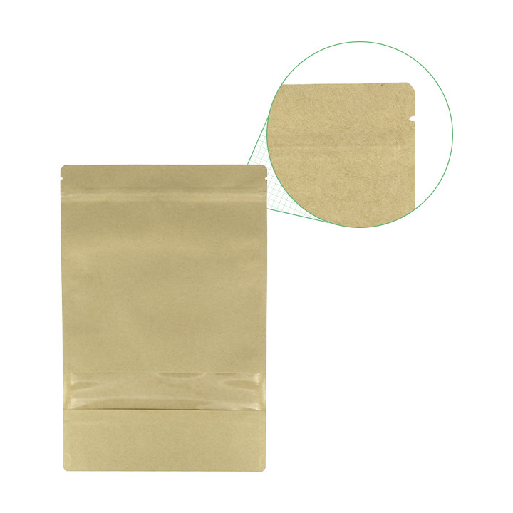Paper Doypack Kraft with self closing and Window 20+10x30cm (500 Units)