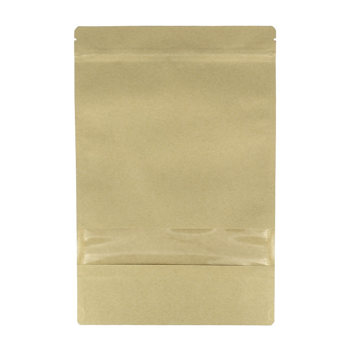 Paper Doypack Kraft with self closing and Window 20+10x30cm (500 Units)