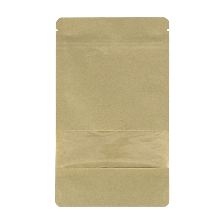Paper Doypack Kraft with self closing and Window 12+6x20cm (50 Units)