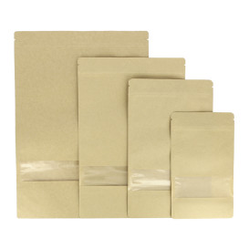 Paper Doypack Kraft with self closing and Window 12+6x20cm (1000 Units)