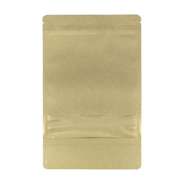 Paper Doypack Kraft with self closing and Window 16+8x26cm (1000 Units)